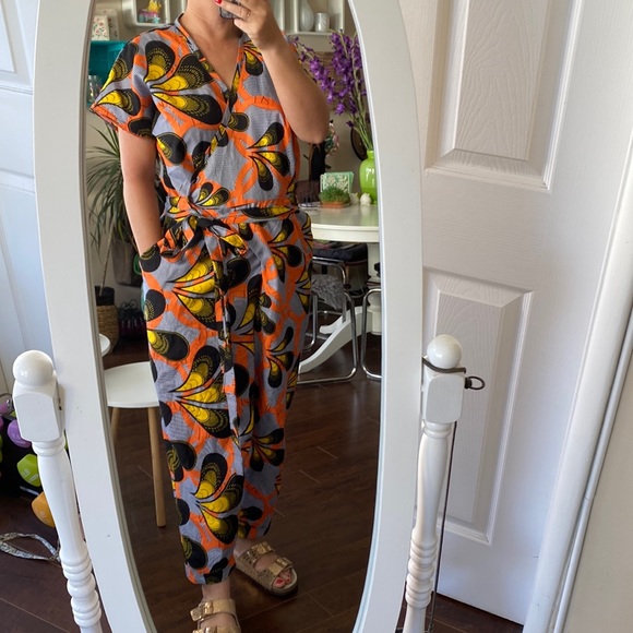 Pants - Unique Rare Wrap Style Jumpsuit Printed African Pattern